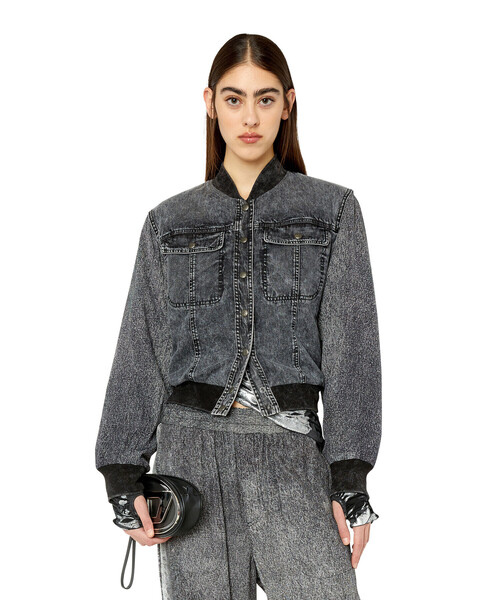 DIESEL(ディーゼル)の「レディース ジャケット ブルゾン デニム トロンプルイユ(ブルゾン・レディース・ブラック・40/36/42/38)」の5枚目の写真