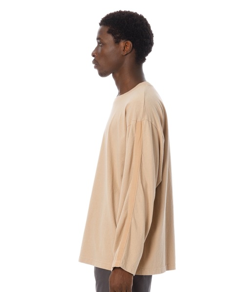 Sandinista(サンディニスタ)の「Herringbone Tape L-S Tee / 袖ヘリンボーンテープ付き長袖Tシャツ(Tシャツ/カットソー・メンズ・ホワイト/オリーブ/チャコールグレー/ベージュ/ネイビー・MEDIUM/SMALL/LARGE)」の6枚目の写真