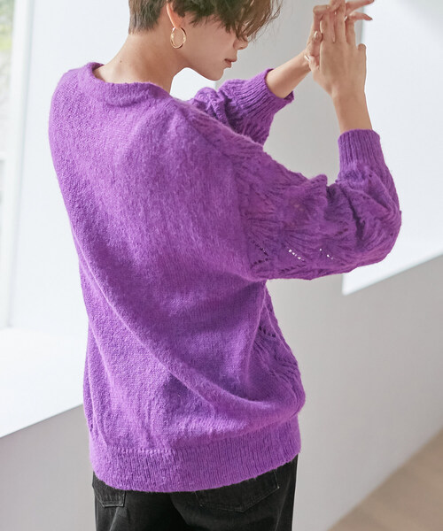 Oeillet】ふんわりタッチ ポップコーン透かし編みカーディガン（ウイエ