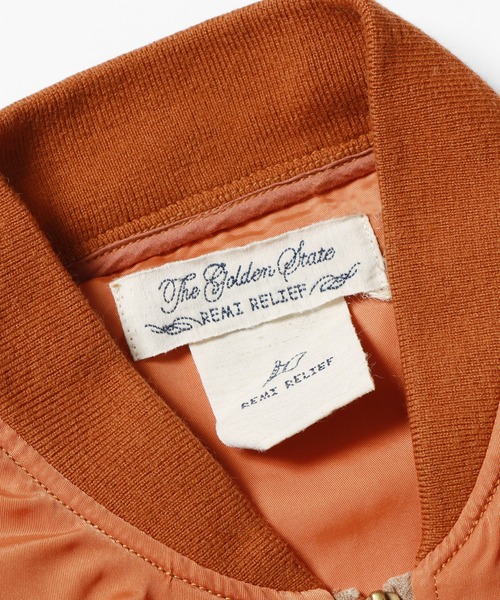 REMI RELIEF(レミレリーフ)の「REMI RELIEF/レミレリーフ スレン染め 66ナイロン MA-1(MA-1・メンズ・オリーブ/オレンジ・M/L)」の6枚目の写真