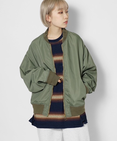 REMI RELIEF(レミレリーフ)の「REMI RELIEF/レミレリーフ スレン染め 66ナイロン MA-1(MA-1・メンズ・オリーブ/オレンジ・M/L)」の13枚目の写真