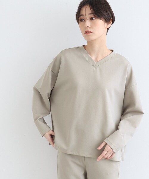 INDIVI(インディヴィ)の「【LIFE/SETUP可能】バイカラーリバートップス(Tシャツ/カットソー・レディース・ライトグレー/ブラウン系その他・34/38)」の1枚目の写真