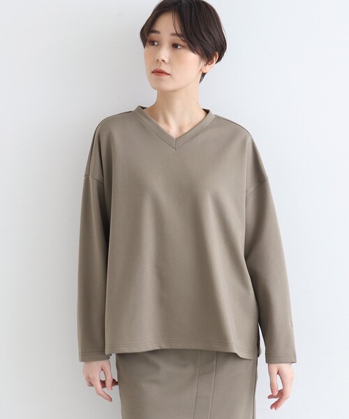INDIVI(インディヴィ)の「【LIFE/SETUP可能】バイカラーリバートップス(Tシャツ/カットソー・レディース・ライトグレー/ブラウン系その他・34/38)」の4枚目の写真