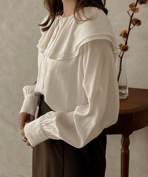 apres jour clair（アプレジュールクレア）の「【apres jour clair】2WAYラッフルブラウス【ZOZOTOWN限定アイテム】（シャツ/ブラウス・レディース・ライトベージュ/オフホワイト・X-LARGE/フリー）」の15枚目の写真