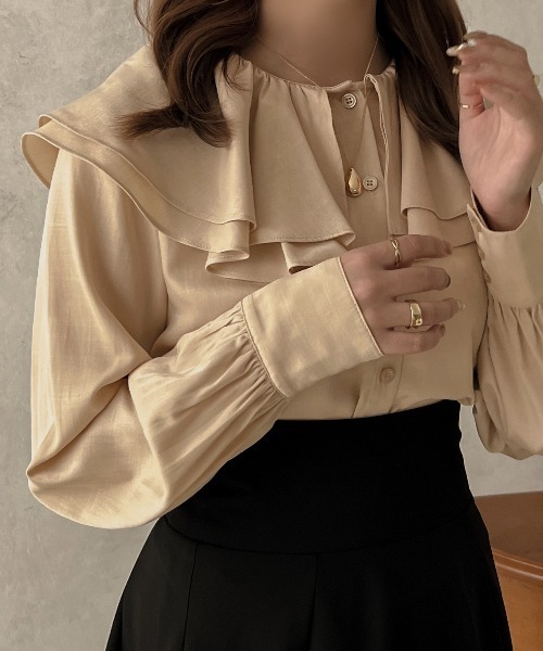 apres jour clair（アプレジュールクレア）の「【apres jour clair】2WAYラッフルブラウス【ZOZOTOWN限定アイテム】（シャツ/ブラウス・レディース・ライトベージュ/オフホワイト・X-LARGE/フリー）」の12枚目の写真