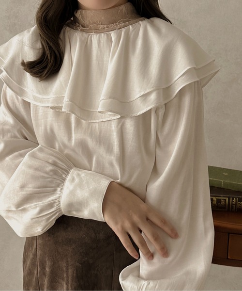 apres jour clair（アプレジュールクレア）の「【apres jour clair】2WAYラッフルブラウス【ZOZOTOWN限定アイテム】（シャツ/ブラウス・レディース・ライトベージュ/オフホワイト・X-LARGE/フリー）」の17枚目の写真