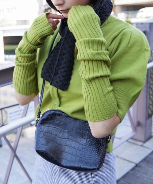 Fashion Letter(ファッションレター)の「12G アームカバー付き ニットトップス(ニット/セーター・レディース・グリーン系その他/オフホワイト/ブラック/グレイッシュベージュ・M)」の4枚目の写真