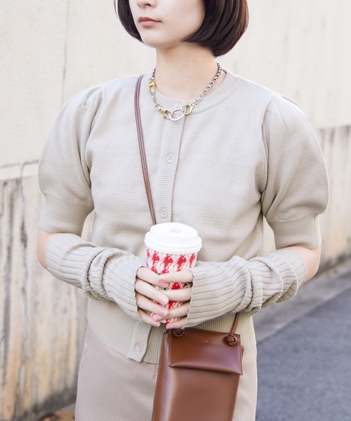 Fashion Letter(ファッションレター)の「12G アームカバー付き ニットトップス(ニット/セーター・レディース・グリーン系その他/オフホワイト/ブラック/グレイッシュベージュ・M)」の1枚目の写真