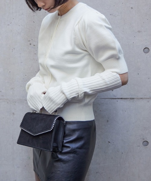 Fashion Letter(ファッションレター)の「12G アームカバー付き ニットトップス(ニット/セーター・レディース・グリーン系その他/オフホワイト/ブラック/グレイッシュベージュ・M)」の10枚目の写真
