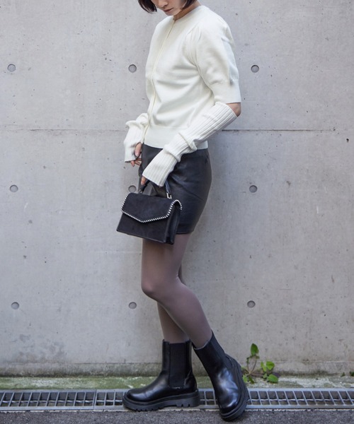 Fashion Letter(ファッションレター)の「12G アームカバー付き ニットトップス(ニット/セーター・レディース・グリーン系その他/オフホワイト/ブラック/グレイッシュベージュ・M)」の11枚目の写真