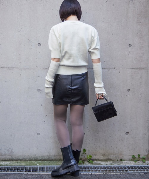 Fashion Letter(ファッションレター)の「12G アームカバー付き ニットトップス(ニット/セーター・レディース・グリーン系その他/オフホワイト/ブラック/グレイッシュベージュ・M)」の12枚目の写真