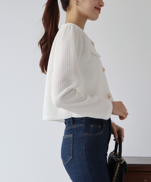 BLUEEAST（ブルーイースト）の「パールカーディガン+キャミセット（アンサンブル・レディース・ブルー/オフホワイト/ブラック/ピンク・MEDIUM）」の9枚目の写真