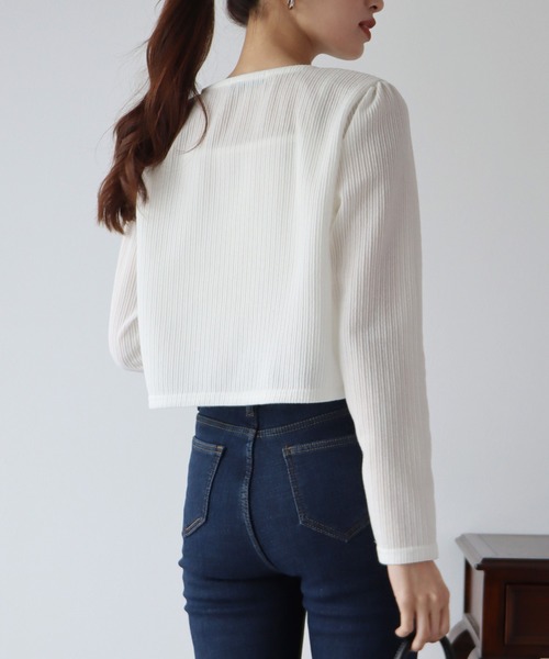 BLUEEAST（ブルーイースト）の「パールカーディガン+キャミセット（アンサンブル・レディース・ブルー/オフホワイト/ブラック/ピンク・MEDIUM）」の10枚目の写真