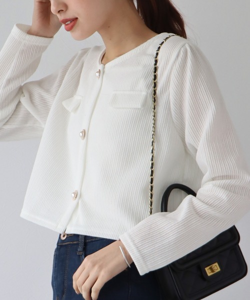 BLUEEAST（ブルーイースト）の「パールカーディガン+キャミセット（アンサンブル・レディース・ブルー/オフホワイト/ブラック/ピンク・MEDIUM）」の8枚目の写真