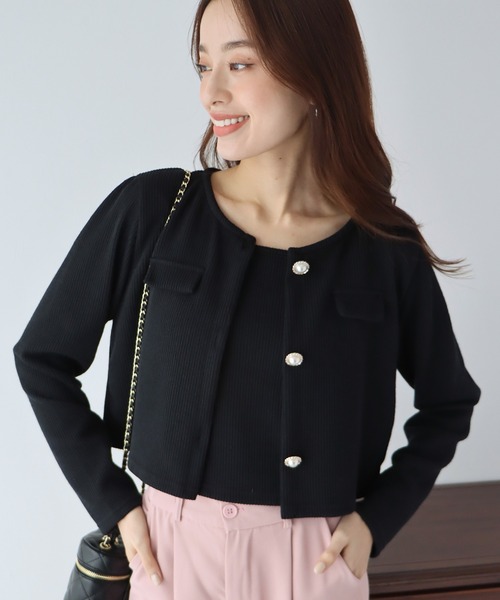 BLUEEAST（ブルーイースト）の「パールカーディガン+キャミセット（アンサンブル・レディース・ブルー/オフホワイト/ブラック/ピンク・MEDIUM）」の14枚目の写真