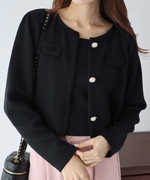 BLUEEAST（ブルーイースト）の「パールカーディガン+キャミセット（アンサンブル・レディース・ブルー/オフホワイト/ブラック/ピンク・MEDIUM）」の12枚目の写真