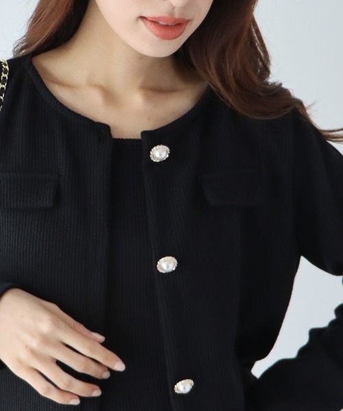 BLUEEAST（ブルーイースト）の「パールカーディガン+キャミセット（アンサンブル・レディース・ブルー/オフホワイト/ブラック/ピンク・MEDIUM）」の13枚目の写真