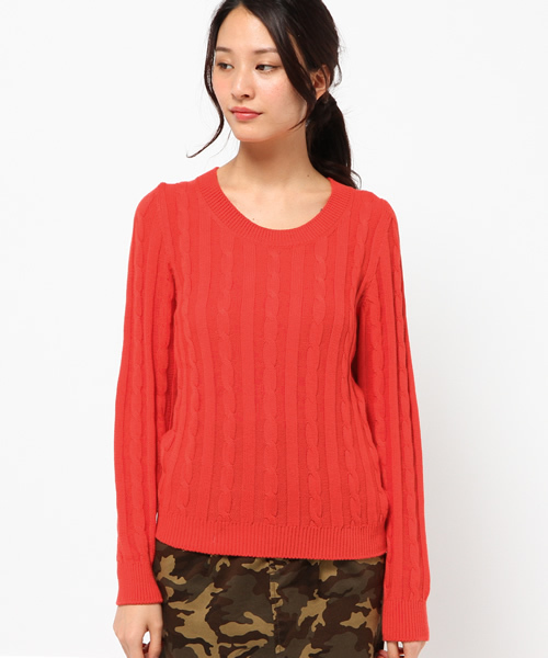 OUTLET（アウトレット）の「【BLOOM&BRANCH】SOSOケーブルクルー（ニット/セーター・レディース・レッド・36/34）」の2枚目の写真