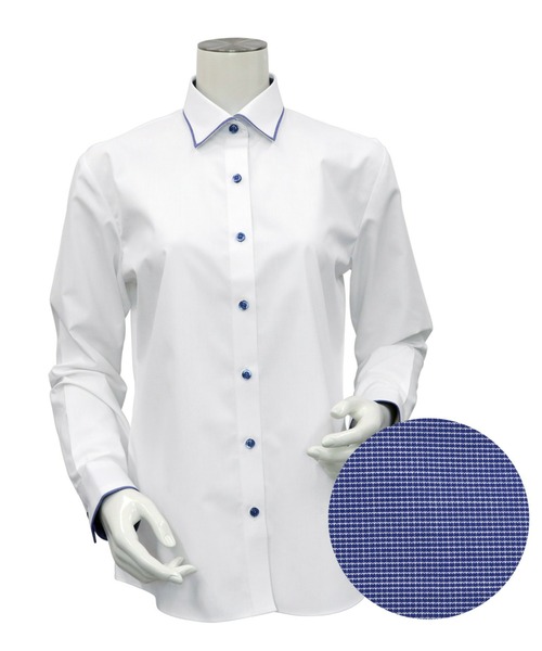 TOKYO SHIRTS(トウキョウシャツ)の「透け防止 形態安定ノーアイロン ワイド 長袖ビジネスワイシャツ(ビジネスシャツ・レディース・ホワイト・LL/S/M/L/XL/XS)」の2枚目の写真