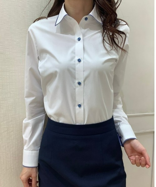 TOKYO SHIRTS(トウキョウシャツ)の「透け防止 形態安定ノーアイロン ワイド 長袖ビジネスワイシャツ(ビジネスシャツ・レディース・ホワイト・LL/S/M/L/XL/XS)」の9枚目の写真