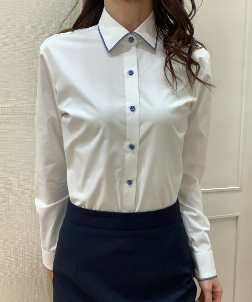TOKYO SHIRTS(トウキョウシャツ)の「透け防止 形態安定ノーアイロン ワイド 長袖ビジネスワイシャツ(ビジネスシャツ・レディース・ホワイト・LL/S/M/L/XL/XS)」の8枚目の写真