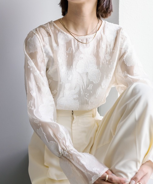 mystic（ミスティック）の「オーガンジーブラウス（シャツ/ブラウス・レディース・ブラック/ベージュ/オフホワイト・FREE）」の7枚目の写真