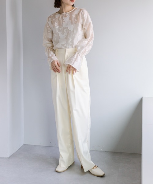 mystic（ミスティック）の「オーガンジーブラウス（シャツ/ブラウス・レディース・ブラック/ベージュ/オフホワイト・FREE）」の9枚目の写真