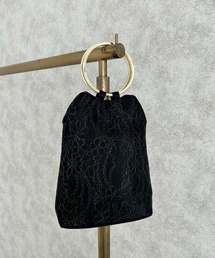 2WAYリングハンドルflower刺繍レースバッグ