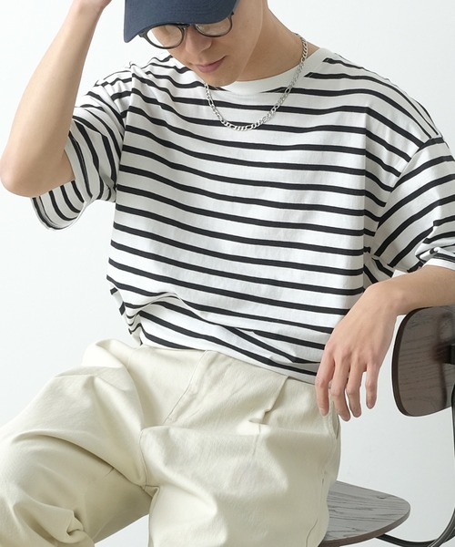 improves（インプローブス）の「【improves】ボーダー 半袖 Tシャツ（Tシャツ/カットソー・メンズ・ブラック×ホワイト/ホワイト×ブラック/ホワイト×ブルー・MEDIUM/X-LARGE/LARGE）」の2枚目の写真