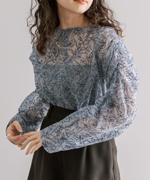 シアーパフスリーブブラウス