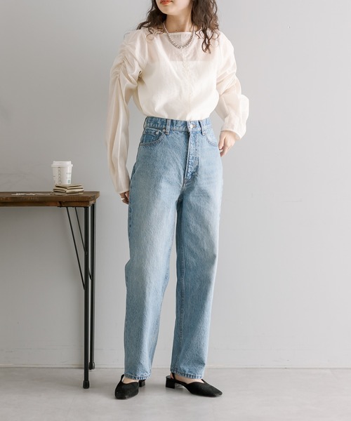 mystic（ミスティック）の「シアーパフスリーブブラウス（シャツ/ブラウス・レディース・ベージュ/ネイビー/ブルー/アイボリー・FREE）」の18枚目の写真