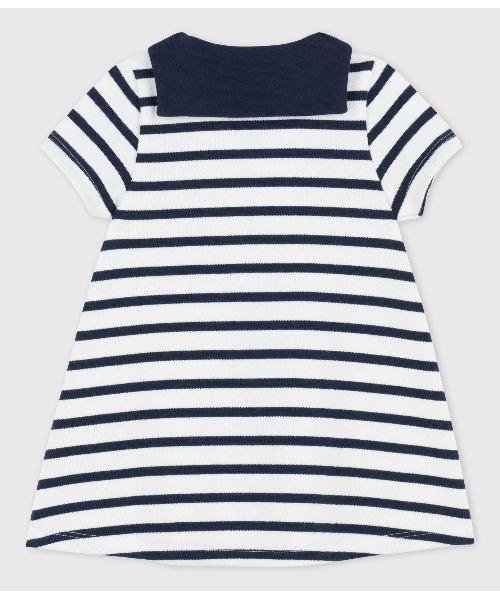 PETIT BATEAU(プチバトー)の「マリニエール半袖ワンピース(ワンピース・キッズ・ホワイト×ネイビー・18MONTH/12MONTH/24MONTH/36MONTH)」の4枚目の写真