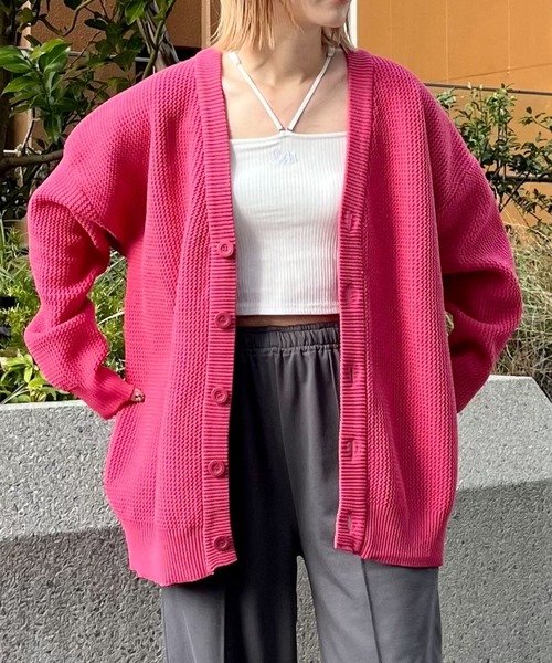 PBLIM（ページボーイリム）の「PAGEBOYLIM/ワッフルカラーカーデ（カーディガン/ボレロ・レディース・ピンク/グリーン/ブラック/ブルー・FREE）」の8枚目の写真