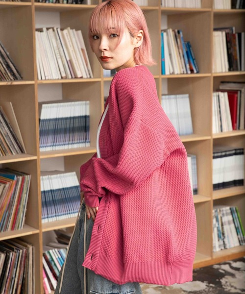 PBLIM（ページボーイリム）の「PAGEBOYLIM/ワッフルカラーカーデ（カーディガン/ボレロ・レディース・ピンク/グリーン/ブラック/ブルー・FREE）」の15枚目の写真