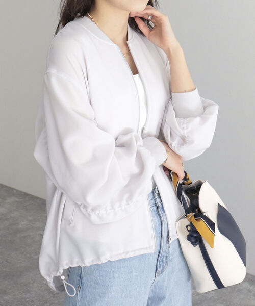 fredy emue(フレディエミュ)の「【fredy emue/フレディエミュ】袖シャーリングブルゾン(ブルゾン・レディース・ネイビー/チャコールグレー/ライトグレー・38)」の1枚目の写真