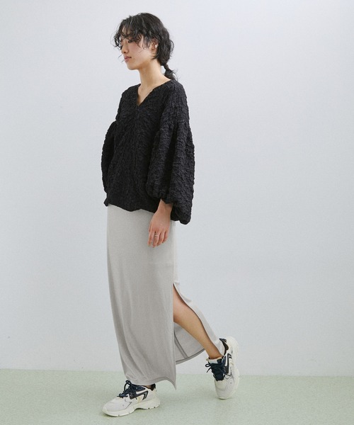 ADAM ET ROPE'(アダムエロペ)の「【セットアップ対応】ハクプリントスカート(スカート・レディース・シルバー系その他2/シルバー・FREE)」の5枚目の写真