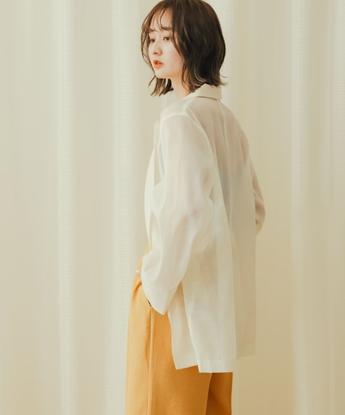 SENSE OF PLACE by URBAN RESEARCH(センスオブプレイスバイアーバンリサーチ)の「シアーテーラードジャケット(その他アウター・レディース・ベージュ/ブラック/アイボリー・ONE)」の11枚目の写真
