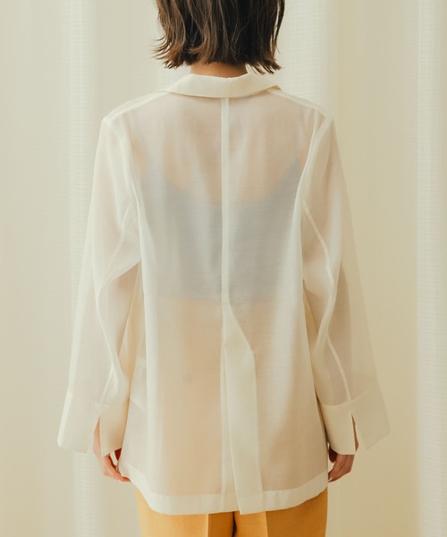 SENSE OF PLACE by URBAN RESEARCH(センスオブプレイスバイアーバンリサーチ)の「シアーテーラードジャケット(その他アウター・レディース・ベージュ/ブラック/アイボリー・ONE)」の14枚目の写真