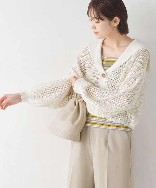 OMNES(オムネス)の「6Gメッシュショートカーディガン(カーディガン/ボレロ・レディース・ライトベージュ/ライトグリーン/アイボリー/ブラック・FREE)」の14枚目の写真