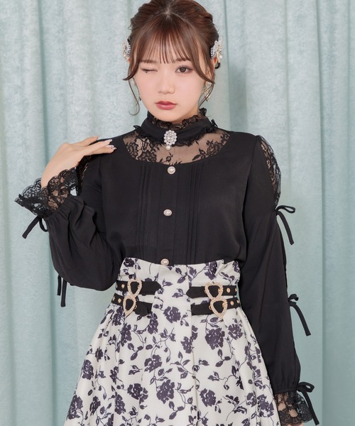 ROJITA(ロジータ)の「チョーカー風ネック袖リボンブラウス(シャツ/ブラウス・レディース・グレー/ホワイト/ブラック・FREE)」の13枚目の写真