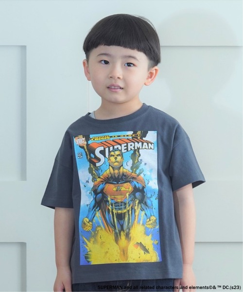 SUPERMAN（スーパーマン）の「【SUPERMAN】半袖Tシャツ(80～150cm)（Tシャツ/カットソー・キッズ・ブルー/オフホワイト/チャコール・100/110/120/130/140/150/80/90/95）」の2枚目の写真