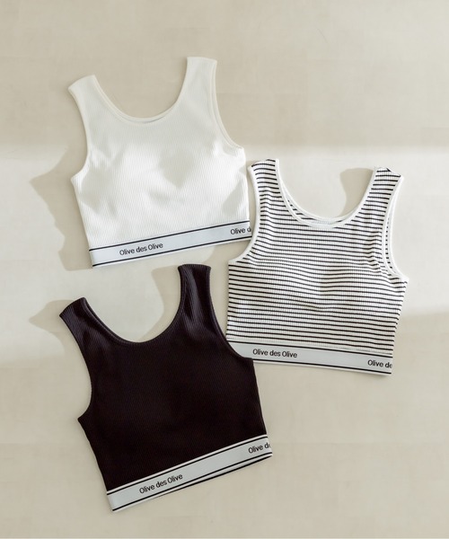 OLIVE des OLIVE(オリーブデオリーブ)の「裾ロゴカップ付きタンクトップ 1031060350(タンクトップ・レディース・ブラック/オフホワイト/ブラック系その他・FREE)」の4枚目の写真