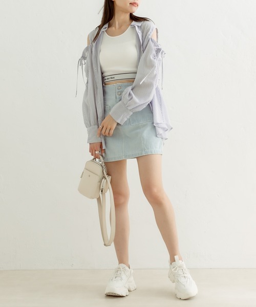 OLIVE des OLIVE(オリーブデオリーブ)の「裾ロゴカップ付きタンクトップ 1031060350(タンクトップ・レディース・ブラック/オフホワイト/ブラック系その他・FREE)」の8枚目の写真