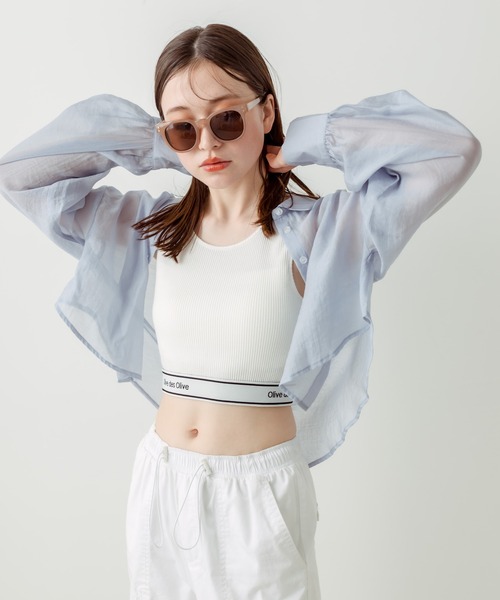 OLIVE des OLIVE(オリーブデオリーブ)の「裾ロゴカップ付きタンクトップ 1031060350(タンクトップ・レディース・ブラック/オフホワイト/ブラック系その他・FREE)」の16枚目の写真