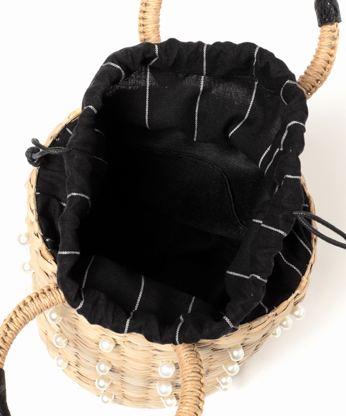 MIAN （ミアン）の「【MIAN/ミアン】パールバケツバッグ（かごバッグ・レディース・ベージュ/ブラック・FREE）」の7枚目の写真