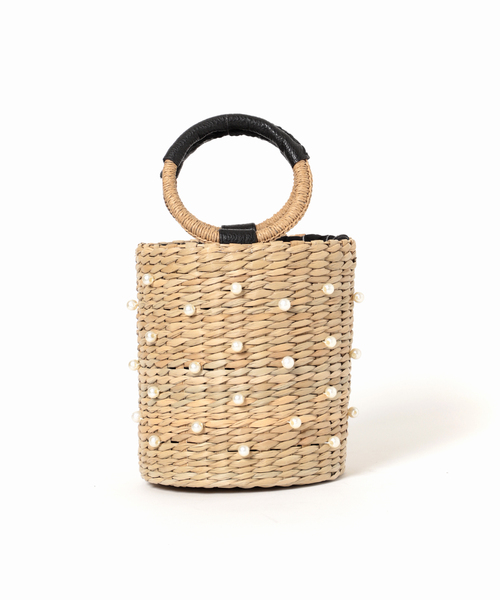 MIAN （ミアン）の「【MIAN/ミアン】パールバケツバッグ（かごバッグ・レディース・ベージュ/ブラック・FREE）」の5枚目の写真