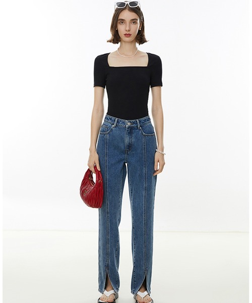 Fano Studios（ファノ ストゥディオズ）の「スクエアネック　リブTシャツ　FX22S353【Fano Studios】（Tシャツ/カットソー・レディース・ホワイト/ブラック・L/M/S）」の7枚目の写真