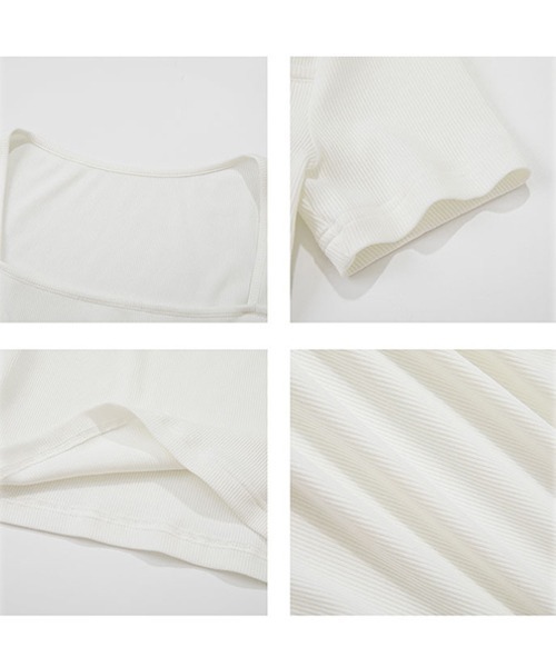 Fano Studios（ファノ ストゥディオズ）の「スクエアネック　リブTシャツ　FX22S353【Fano Studios】（Tシャツ/カットソー・レディース・ホワイト/ブラック・L/M/S）」の9枚目の写真