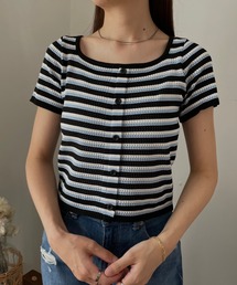 ◇ スクエアネックマルチボーダートップス　GLAPA-032