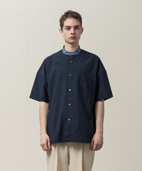 SLICK(スリック)の「ドロップショルダーバンドカラーシャツ(シャツ/ブラウス・メンズ・ネイビー/ホワイト/サックスブルー・1/2/3)」の18枚目の写真